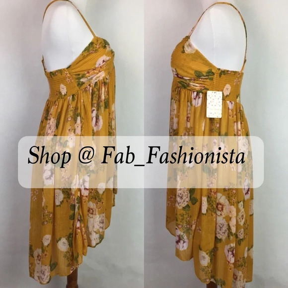 Free People Floral Tunic Top size XSmall Yellow - Picture 6 of 15